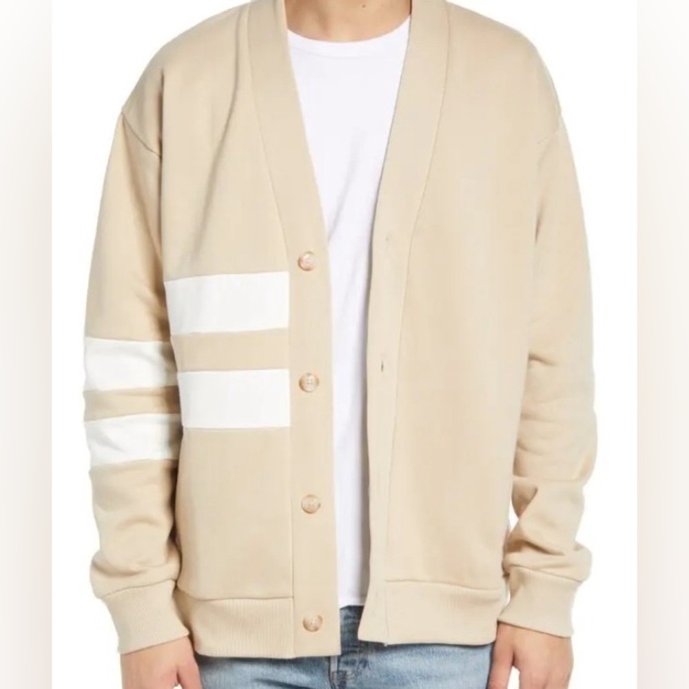 Topman Size Medium Beige Button-Up Men's Cardigan